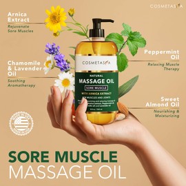 Cosmetasa Cosmetasa Massage Oil for Sore Muscles with Roller Ball - Soothes Joints & Muscles with Arnica, Lavender Oil, Peppermint Oil & Chamomile Extract - Perfect Valentiense Day Gift