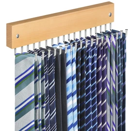Tie Rack Belt Hanger Wall Mounted, Lomrsiul Non Slip 180 Degree Rotating Organizer for Closet with 18 Hooks for Necklace Purse Scarf Natural 1 Pack
