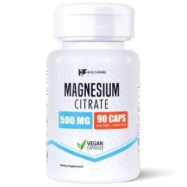 HealthFare Magnesium Citrate Capsules, 500mg | 90 Veg Capsules | Essential Daily