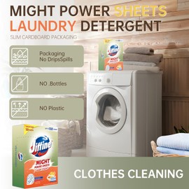 Jiffine Laundry Detergent Sheets (50 Loads), Fresh Linen Scent, Eco-Friendly, Hypoallergenic, Perfect for Travel, Apartments & Dorms