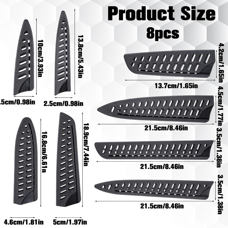 8 Pieces Knife Covers or Sleeves Black Knife Sheath Blade