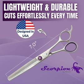 Kenchii Scorpion Dog Grooming Scissors, 46 Tooth Thinning Shears, Dog Scissors for Grooming, Professional Pet Grooming Scissors, Heavy Duty, Durable and Sharp