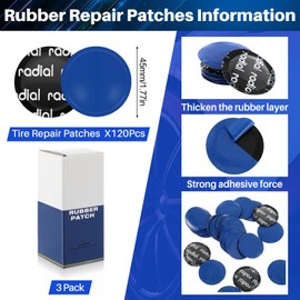 Tallew 120 Pcs 45 mm Tire Repair Patch Round Tyre Puncture Repair Patch Natural Rubber Tube and Tire Patch Cold Patch for Car Truck Motorcycle Automobile Bike Inner Tire