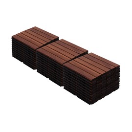 MERITLINE Interlocking Deck Tiles - 30PCS Waterproof Acacia Wood Patio Tiles, Flooring Tiles for Both Indoor and Outdoor - Decking Stripe Pattern, 12 x 12 x 0.75 inches, Dark Brown