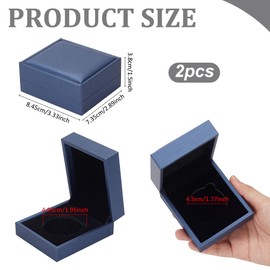 FINGERINSPIRE 2pcs 40mm Coin Presentation Box Steel Blue Rectangular PU Faux Leather Coin Storage Box With Velvet Commemorative Coin Challenge Coin Medal Badge Gift Case