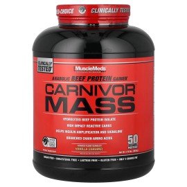 Carnivor™ Mass, ganador anabólico de proteínas de carne de res, caramelo de vainilla, 5,78 libras (2.618