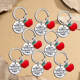 Waeceip 8PCs Teacher Keyring Thank You Teacher Gifts for Teacher Appreciation Gifts Graduation Gifts Teachers Day Teacher Christmas Birthday Gifts Teacher Leaving Gifts (impossible to forget)