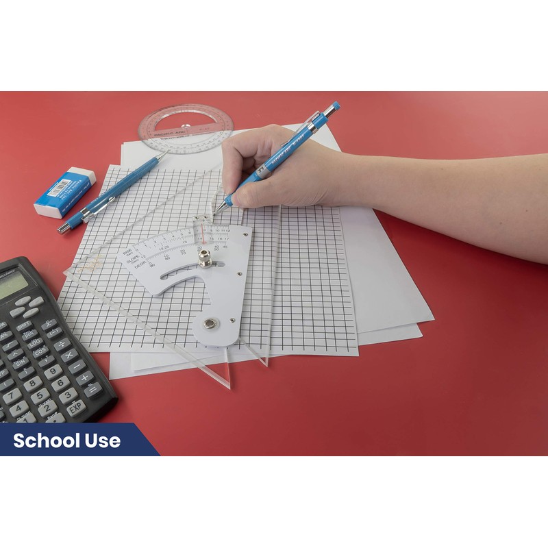 TRIANGLE ADJUSTABLE CLEAR ACRYLIC 8 INCH WITH INKING EDGE