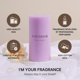 COCODOR Scented Pillar Candles, 3x6 Inch, White Jasmine, Candle Set of 3, Long Buring 85 Hours, Candles for Weddings, Party, Dinner, Home Decor.