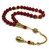 ALBATROSART -Luxury Collection- Prayer Beads-Worry Beads-Tesbih-Tasbih-Tasbeeh-Misbaha-Masbaha-Subha-Sebha-Sibha-Rosary (Red Agate-Gold Drop (10