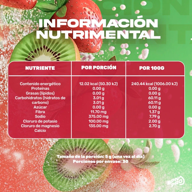 Creatina Monohidratada Pura Y Electrolitos Fresa Kiwi