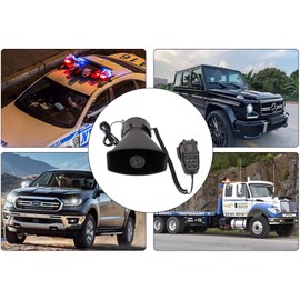 FARBIN Car Siren Horn 7 Tone Police Siren Vehicle Loudspeaker with Handheld Microphone Amplifier 12V 100W Emergency Sounds Siren Electric Horn with Microphone PA