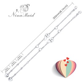 NINAMAID “BEST FRIENDS” Gravierte 925 Sterling Silber halb herzförmige inspirierende Freundschaft Armbänder Set 2