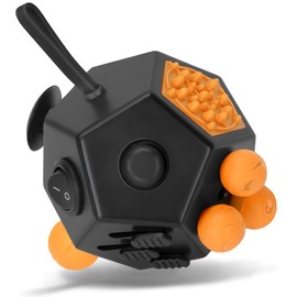 Milifox 12 Sided Fidget Cube - Fidget Cube Toy for Adults & Kids with ADHD, ADD, Autism,Anti-Stress Anxiety Relief Original Infinity Toys (Black Orange)
