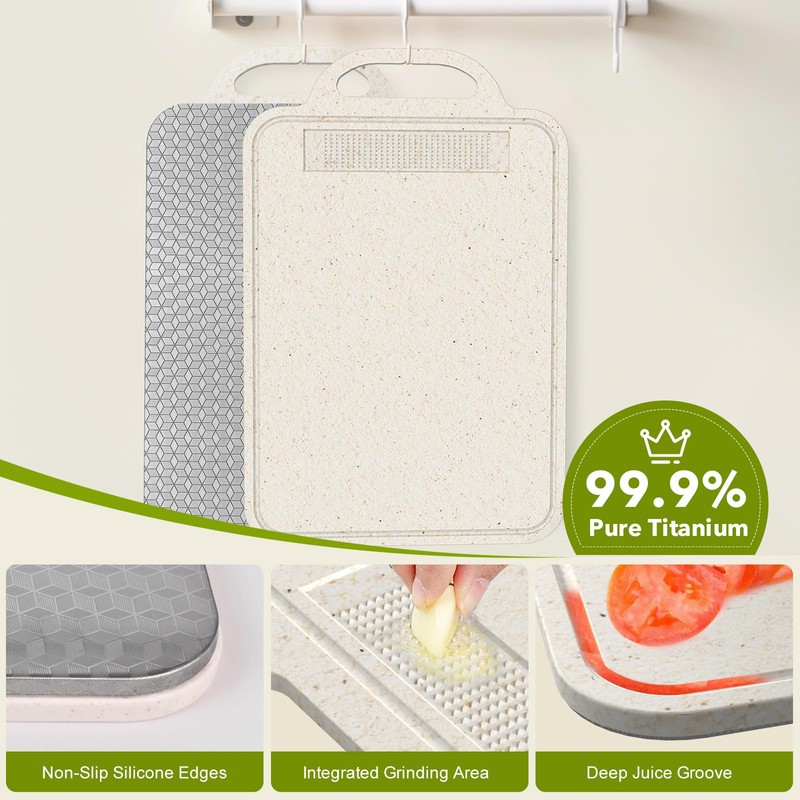 Laokiiy Titanium Cutting Board,Cutting Board for Kitchen Cutting Boards Double