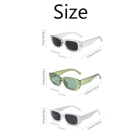 Manqyi Pack of 3 Sunglasses Women's Vintage Retro Rectangular Sunglasses Rectangular Retro Glasses Vintage Rectangular Sunglasses, b
