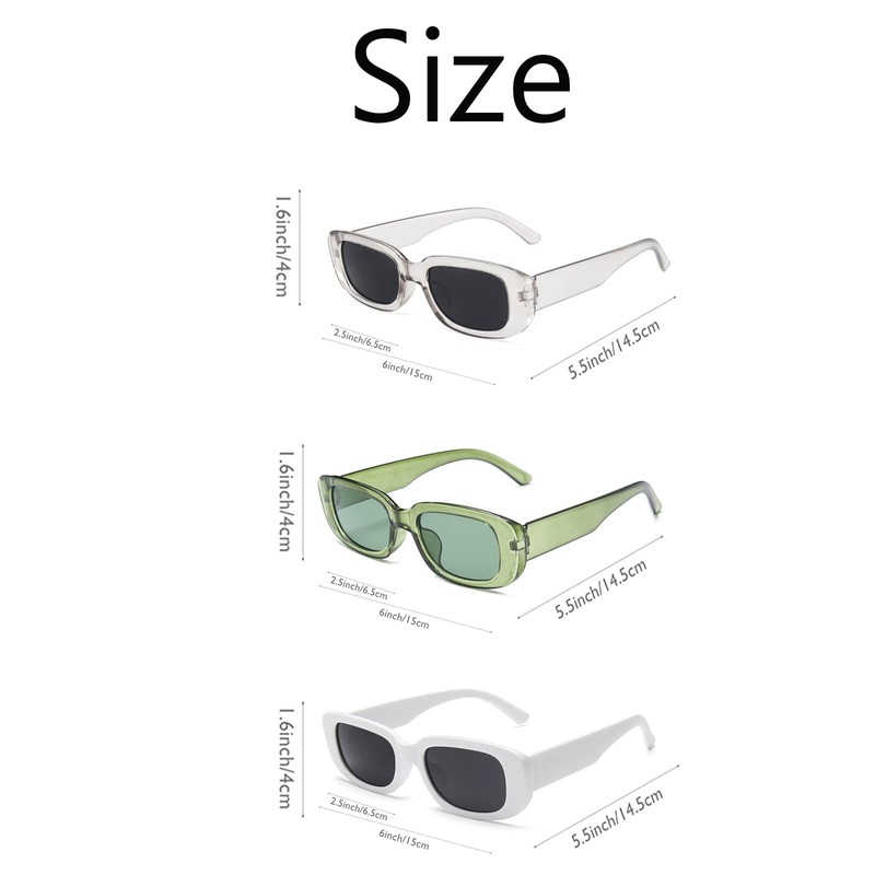 Manqyi Pack of 3 Sunglasses Women's Vintage Retro Rectangular Sunglasses