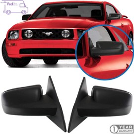 New Set of 2 Left Driver & Right Passenger Side Power Mirror Non Folding Non Heated Textured For 2005-2009 Ford Mustang Direct Replacement 6R3Z17683AA 6R3Z17682AA
