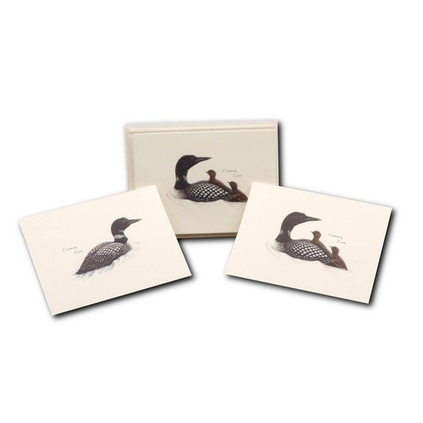 Earth Sky + Water - Loon Assortment Notecard Set - 8 Blank Cards with Envelopes (4 each of 2 styles)