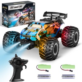HENEROAR Remote Control Car, Remote Control Truck, 2.4Ghz All Terrain Off-Road Monster Truck, 20 KM/H Rc Cars with LED Bodylight and 2 Rechargeable Batteries Toys for Boys