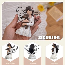SIGUEJOR Loss of Dog Sympathy Gift, Dog Memorial Gifts, Angel Figurine, Remembrance Keepsake, Pet Sympathy Gift (Light Brown)