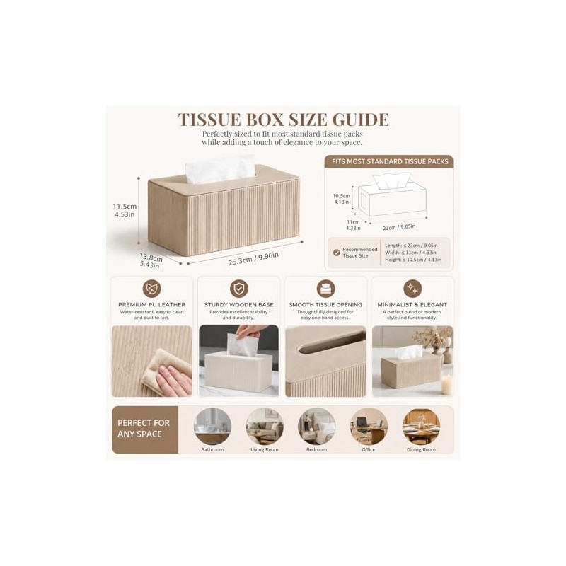 Cosmetic Tissue Box, Tissue Box Made of PU Leather with
