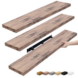 Sorbus Floating Shelves for Wall - 48 Inch Long Bathroom Shelves, Wall Decor for Bedroom, Kitchen, Living Room & Book Storage - Mounted Floating Shelf with Invisible Brackets (Mahogany, 3 Pack)