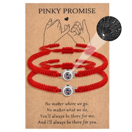 MANVEN Couples Bracelet Couples Gifts Partner Bracelets Projection of I Love You in 100 Languages Red, Nylon Stainless Steel, No gemstone