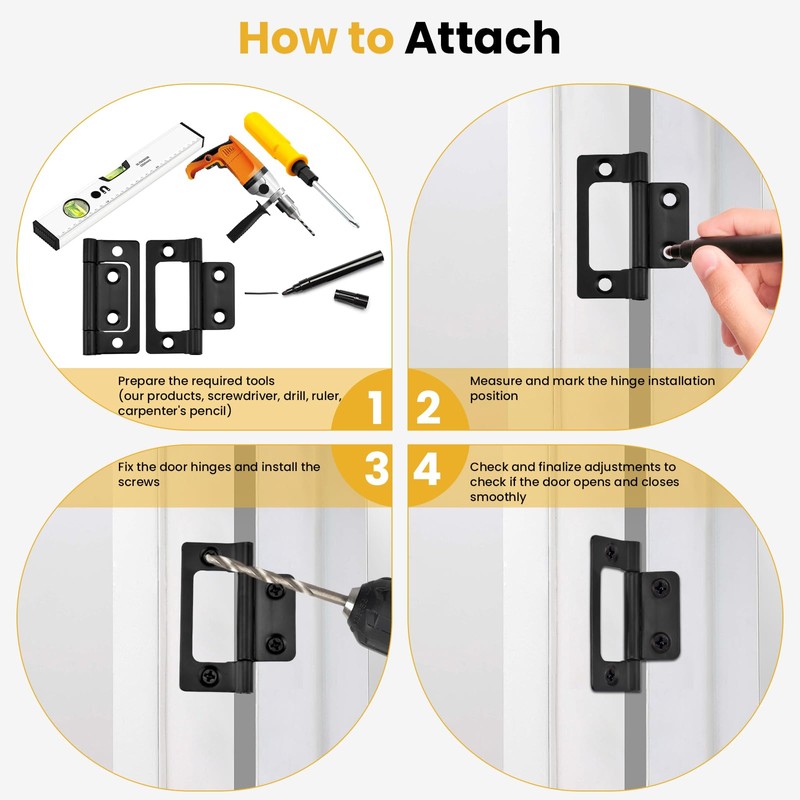 Aifeier ET 8 Pcs Non-Mortise Door Hinges, 2 x 0.9