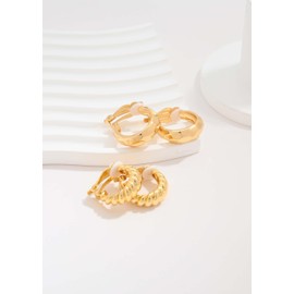 LILIE&WHITE Gold clip-on earrings without piercing - hypoallergenic jewellery gifts for women, colour-fast accessories to combine, elegant outfit highlights for everyday life and festive events,