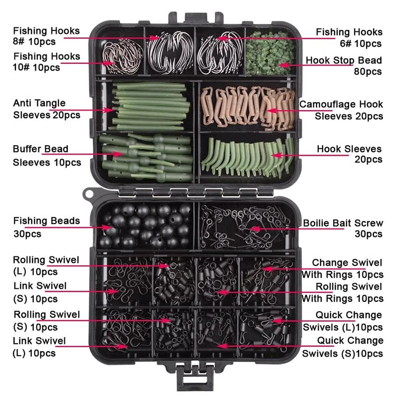 Carp Fishing Tackle Box Kit, 320Pcs/Box Carp Accessories Including Swivels