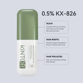 Kintor 0.5% KX-826 Hair Density Serums, DHT Blocker, Hair Repair, Thicker, Strengthening, Fuller-looking Healthier Hair, Reducing Hair Loss, for Men and Women, for All the Day, 60ml