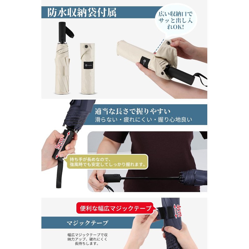 【2025 Strongest Specification】Shape Memory Sun Umbrella, Folding, Folds in 3