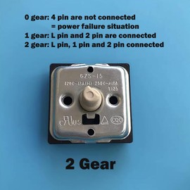 GZS-15 Rotary Switch 4 Position 3 Speed Rotary Electric Heater Switch Fan Speed Selector Switch for Midea Electric Heater Radiator Replacement Part Accessories 10AT125（2 Gear）