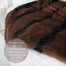 inchgrass Fox Faux Fur Blanket Luxury Fur Throw Blanket Sofa Fluffy Blanket Super Warm Elegant Cozy Fuzzy Throw Blankets for Couch,Armchair and Bed Washable Plush Blankets 74"x60" Brown Throw Blanket