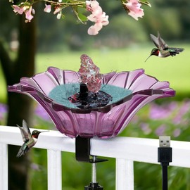 Deck Mounted Bird Bath for Outside, Bird Bath Bowl with Sturdy Clamp, Detachable Balcony Railing Birdbath, Outdoor Decorative Bird Feeder for Garden Patio Lawn Yard
