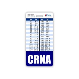 CRNA Badge Buddy Vertical w/Height & Weight Conversion Charts (Standard, Navy)
