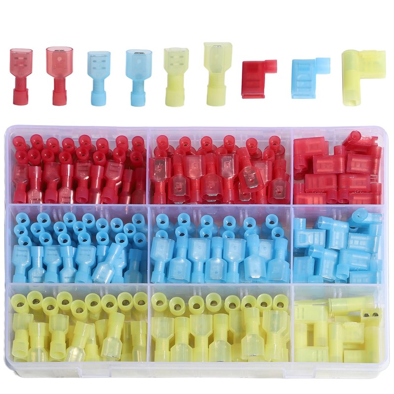 aikoolwer 330Pcs Nylon Spade Connector Right Angle Kit Crimping Tool
