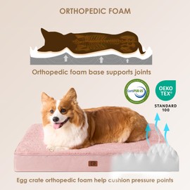 EHEYCIGA Orthopedic XL Dog Beds for Extra Large Dogs with Removable Washable Cover for Crate, Pink, 41x27
