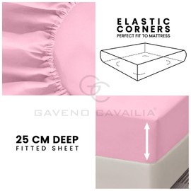 GC GAVENO CAVAILIA 4ft Fitted Bed Sheet- Polycotton Small Double Fitted Sheet with Elasticated Corners- Machine Washable, Breathable Fitted Sheets- Pink