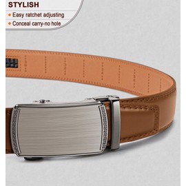 BULLIANT Men's Belt, Slide Ratchet Belt For Gift Men Dress Pant Shirt Oxfords,Trim To Fit(orange brown,38"-44" Waist Adjustable)