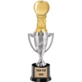 Crown Awards Apple Trophy, 14" Silver Cup Teachers Apple Trophies, Enter Your Own Engraving, 1 Pack