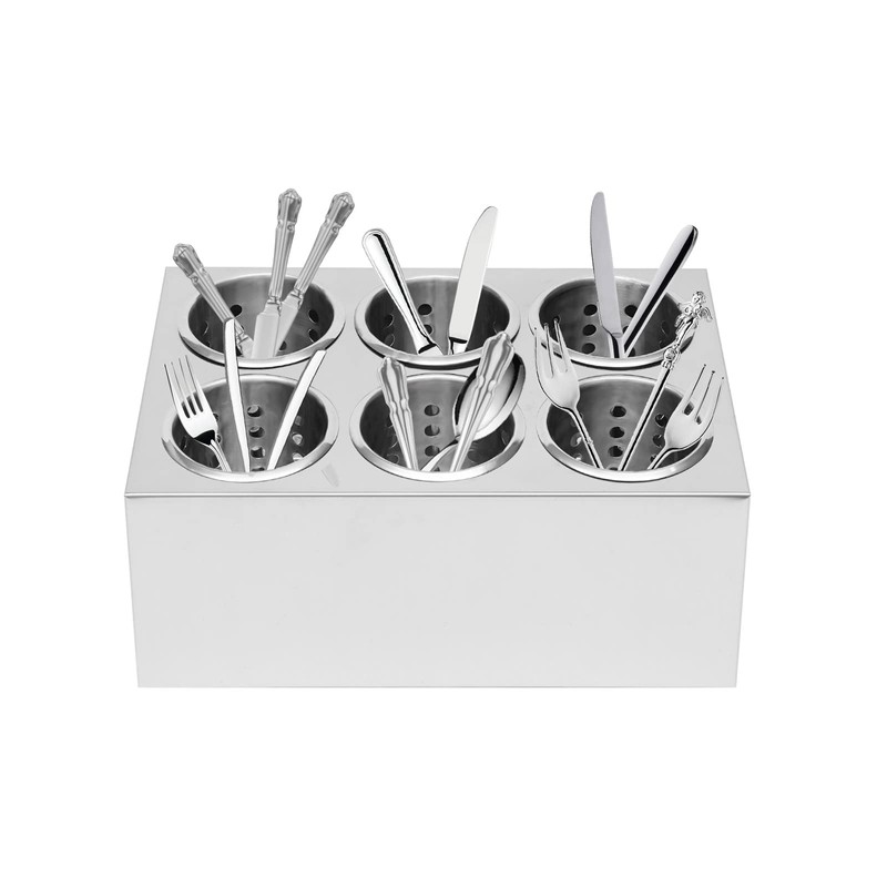 DUTTIETY Flatware Organizers Stainless Steel, 6 Holes Cylinder Flatware Organizer,