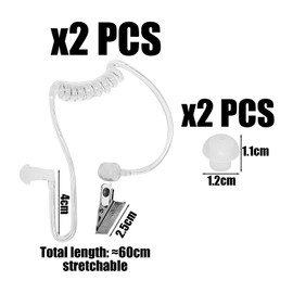 NIDHFG 2 Sets Of Sound Hoses, Ears Inserted Into Transparent Air Conduit, Wireless Equipment Sound Retention Tube, Fixing Clip, Intercom Headphone Accessories.