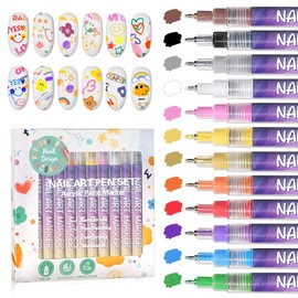 XINGXYUEL 12 Colors Nail Art Pens Set, Nail Art Markers Polish Pens for Painting Nails, Acrylic Paint Drawing Painting Dotting Markers Pen Quick Drying Nail Art Design Manicure Tools 0.5mm