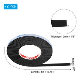 PATIKIL 3/8"W x 1/8"T x 16.4Ft EVA Black Single Sided Foam Tape, 2Pcs Multipurpose Weather Stripping Foam Sealing Tape