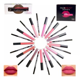 Favorbeauty Set De Labiales Liquido Con Lápiz Delineador De Labios 12 Pz