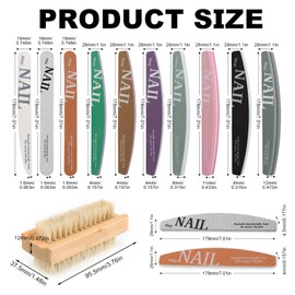 TIANLIN 3 Stück Fingernagelbürste, 9,5 × 3,5 × 4,5 cm Holzbürste, Doppelseitig Handbürsten, Holz Nagelbürsten, mit 12 Professionellen Nagelfeilen, zur Reinigung und Pflege der Nägel