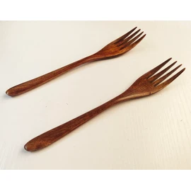Set of 2 Forks Wooden Lightweight 7.4" Lacquered Dinner Forks Pasta Forks Wood Grain Cutlery