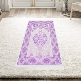Luxemin Purple Color Luxurious Shinning, Soft and Velvety Muslim Prayer Mat | Janamaz | Sajadah | Soft Muslim Prayer mat | Muslim Gifts Collection Prayer Carpet Mat, Textile Cloth